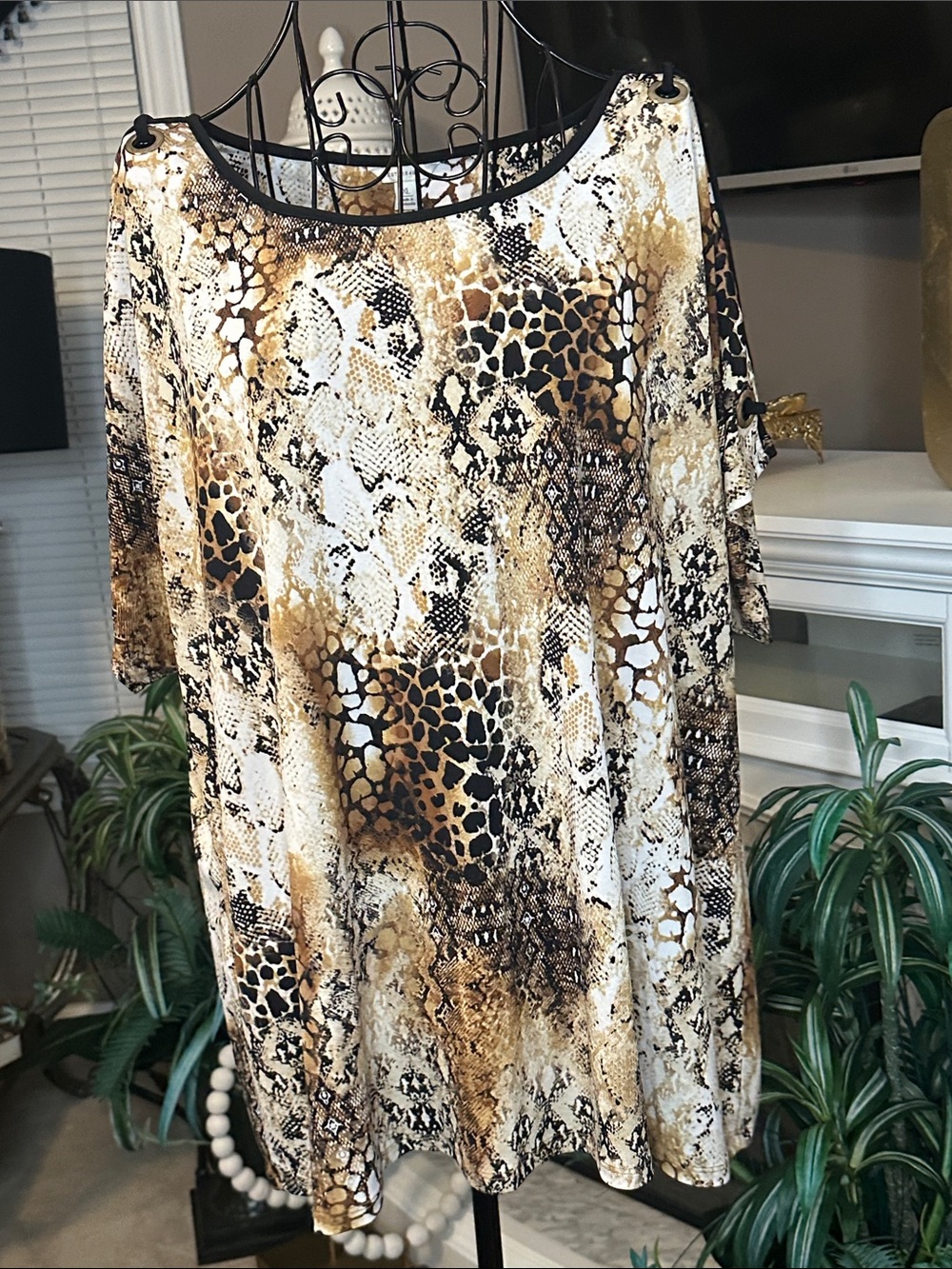 Women's Animal-Print Tunic Top - Brown/Black